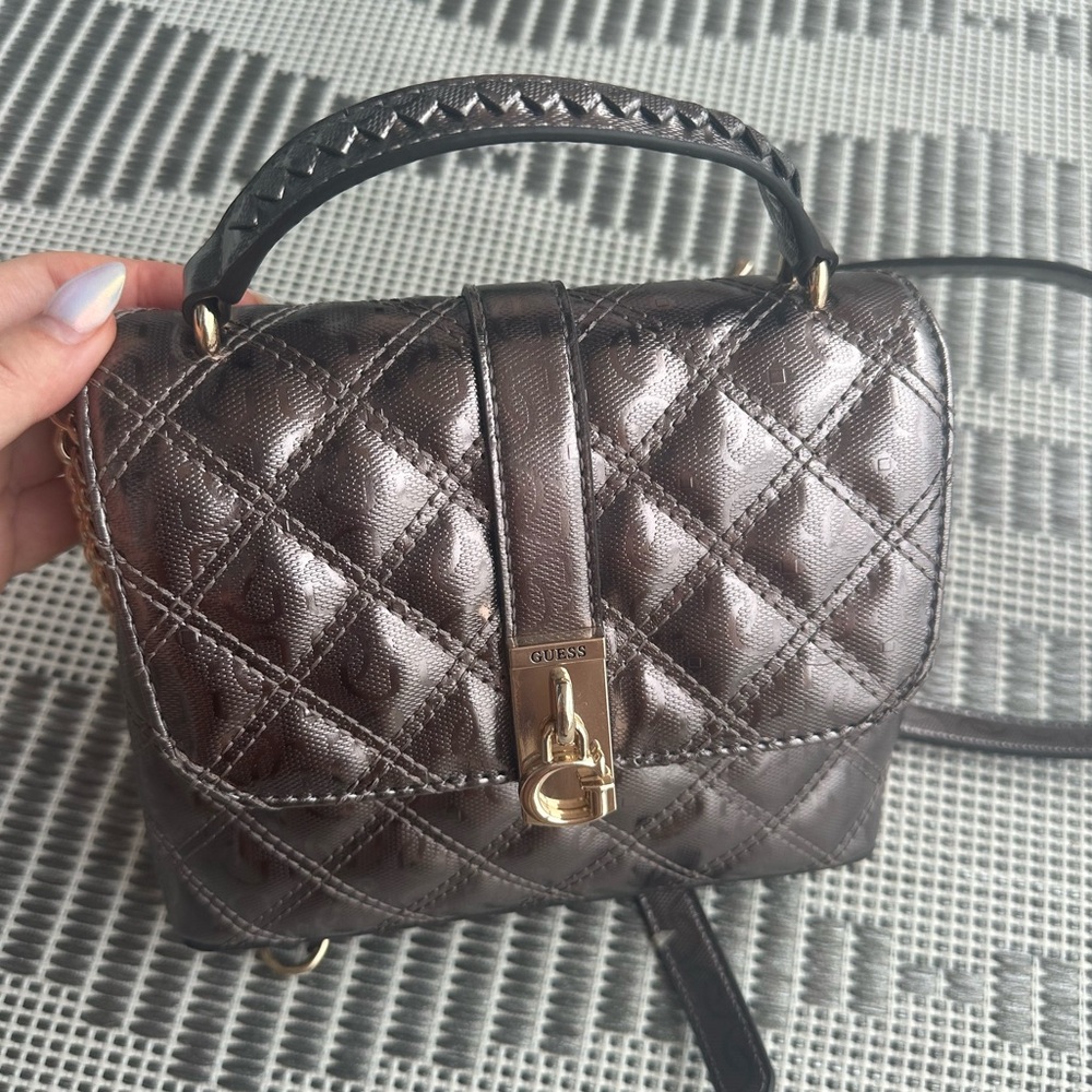 NEW GUESS mini BAG! 
GAIA QUILTED MINI BAG WITH TOP HANDLE 13626107726_SILVER